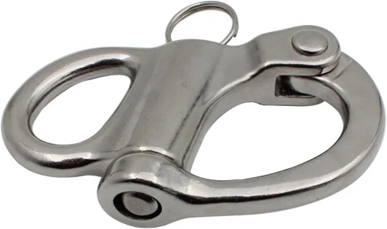 1pc Self-Locking Fixed Spring Snap Shackle 304/316 Stainless Steel Rigging Sailing Fixed Bail Eye Snap Hook Yacht Outdoor Living(52mm-316)