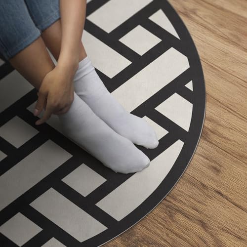 Tapis vinyle ø90 cm PVC résistant à la rayure de sol pour intérieur et maison - 5