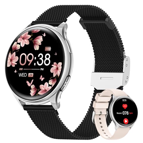 AIMIUVEI Smartwatch Donna ECG+HRV 1.27" Nero Argento