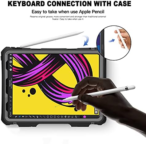 2020/2021,Full-Body Protective Case,Magnetic Pencil Holder,External Keyboard Interface,IP68 Waterproof Dustproof Shockproof iPad Pro 11 Inch Case (Black)