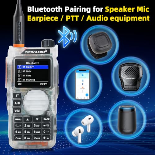 Image of TIDRADIO TD-H9 10Watt GPS&APRS Multi-Band Ham Radio Capable of Bluetooth Connectivity; Wireless Programming; Spectrum Analysis;SMS Message Text; NOAA Weather Receiver Handheld Two Way Radio (Crystal)