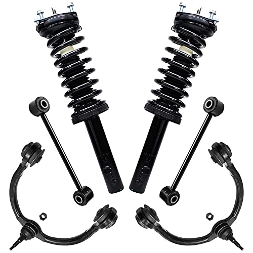 Image of Detroit Axle - 6pc Front End Suspension Kit for 05-10 Jeep Commander Grand Cherokee, Struts & Coil Spring Upper Control Arms w /Ball Joint Sway Bars 2005 2006 2007 2008 2009 2010 Replacement