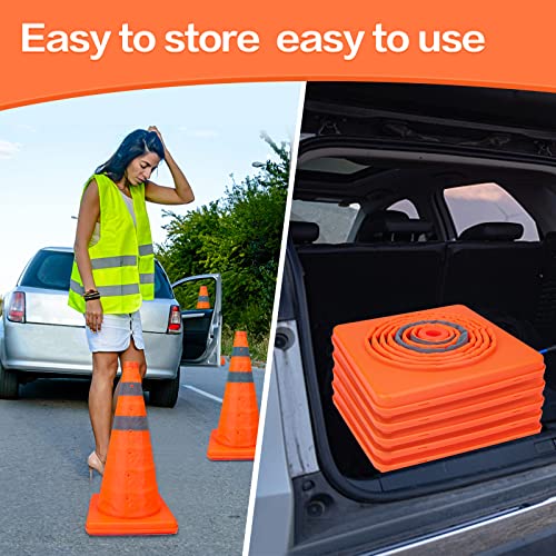 [5 Pack]18 Inch Collapsible Traffic Safety Cones - Parking Cones With Reflective Collars,Orange Safety Cones For Parking Lot，Driveway, Driving Training Etc. #TOP2