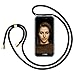Produktbild ZhinkArts Handykette kompatibel mit Samsung Galaxy S7 Edge - Smartphone Necklace Hülle mit Band - Schnur mit Case zum umhängen in Schwarz - Gold
