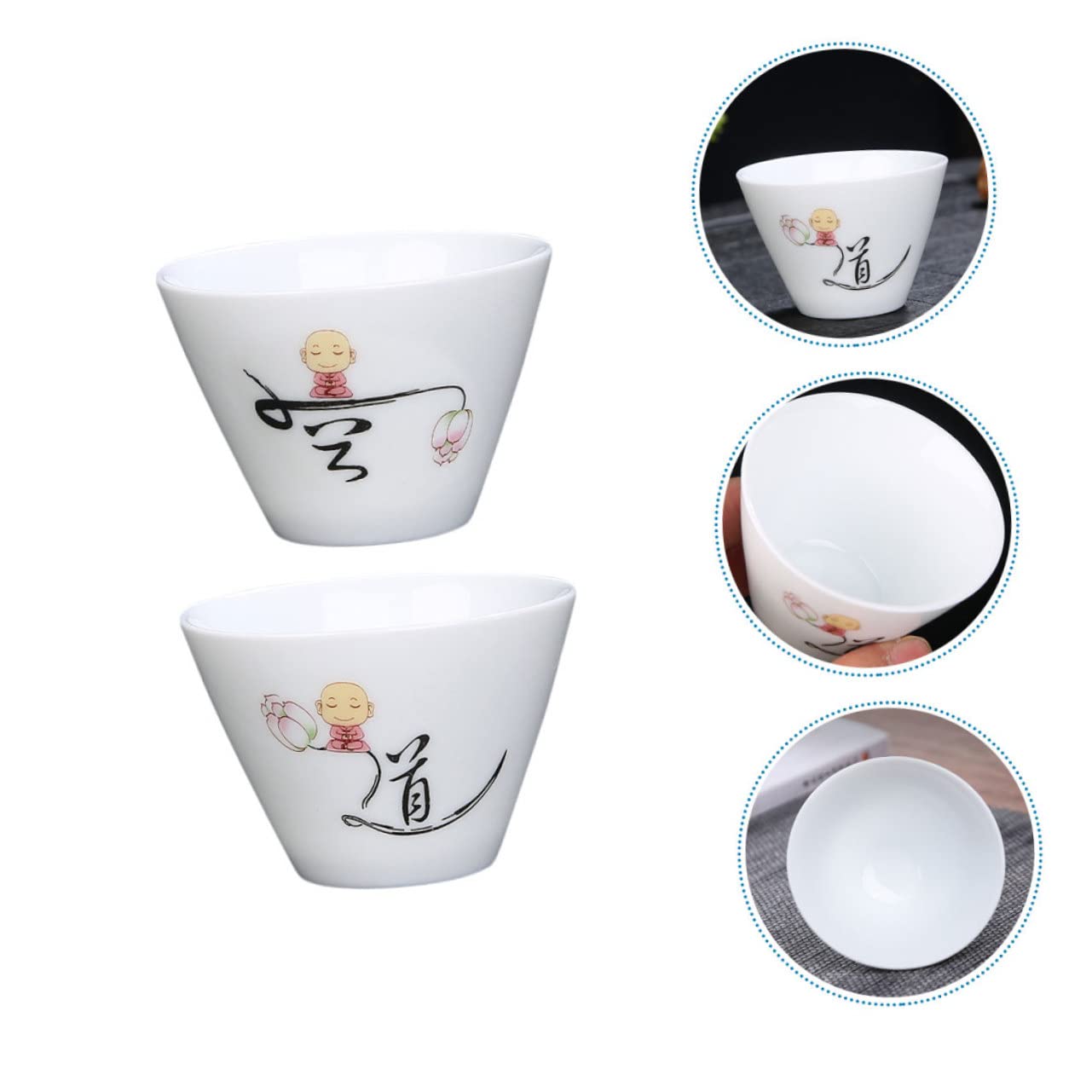 UPKOCH Lot 2 Tasses Thé Céramique Peintes Main Style Kung Fu Chinois – Traditionnelles, Élégantes, Pour Maison & Bureau