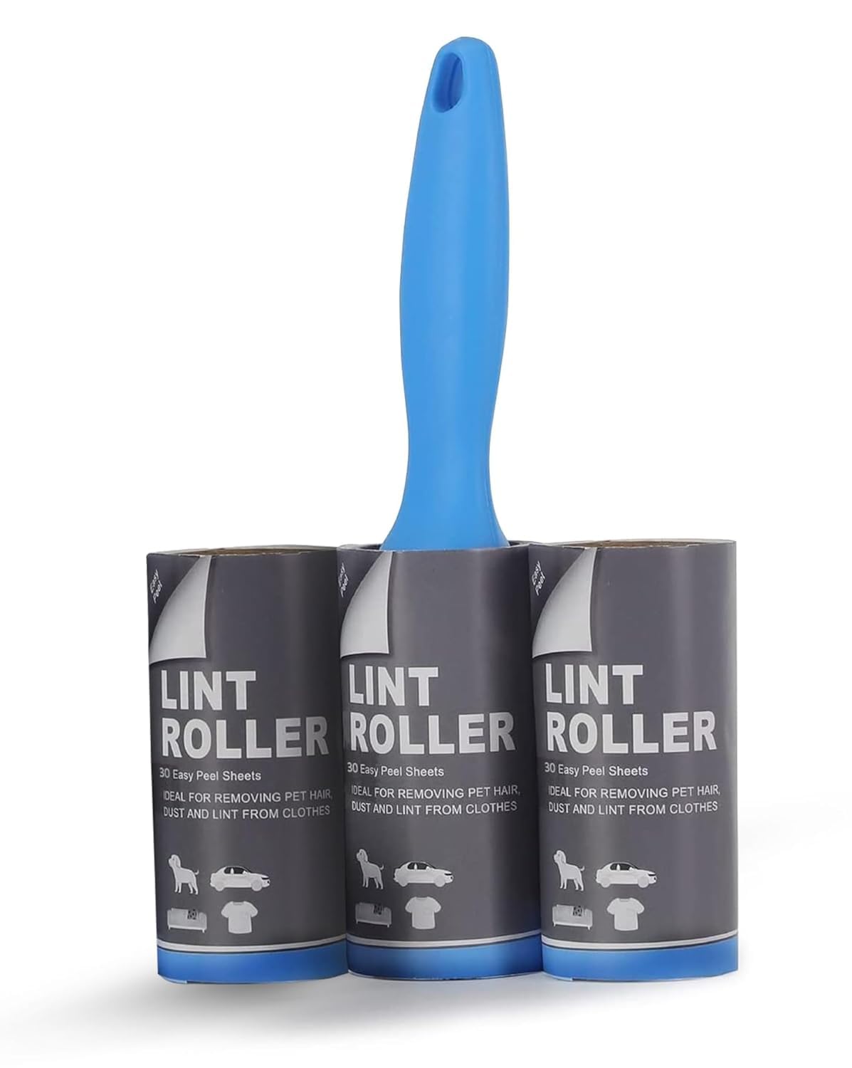 Sticky Lint Remover Roller for Clothes 180 Sheets Reusable Easy-Tear Pet Hair Remover for Clothes, Sofa, Furniture, Sweater, Dust & Dirt - 3 Rolls 60 Sheets (Multicolor) (Multi Set of 3)