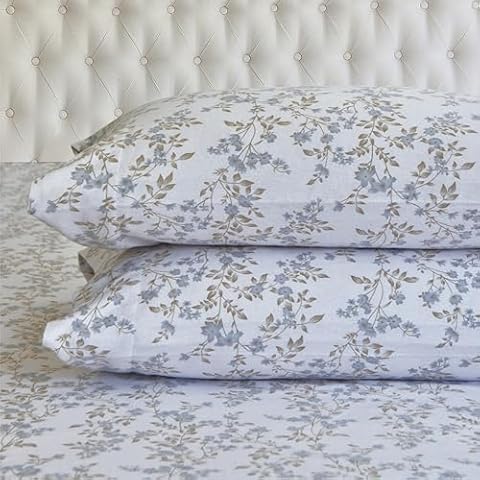 Elegant Comfort Ultra Soft 4-Piece 100% Turkish Cotton Flannel Sheet Set - Holiday Christmas Flannel Sheets, Warm and Cozy Premium Quality, Deep Pocket Fitted Sheet- King, Maya Flower Cover