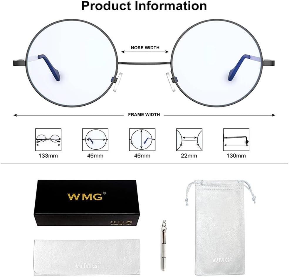 WMG Round Blue Light Blocking Glasses - Retro Circle Computer Eyeglasses Anti Blue Light Lens Halloween - Image 7