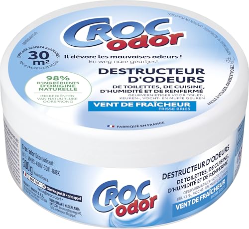 CROC'ODOR – Destructor de olores, aroma de viento fresco, eficaz hasta 8 semanas, hasta 30 m², fácil de usar, especial olor a inodoro, cocina, humedad y recerrado