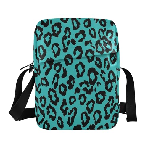 crossbody messenger bag mens crossbody bag cross body purses for women Adjustable Strap for outdoor sports outdoor sports- Leopard Teal Black