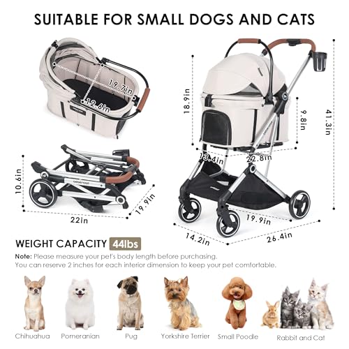 Cochecito para mascotas Beberoad T3 Pro plegable y desmontable para pasear con tu perro 6