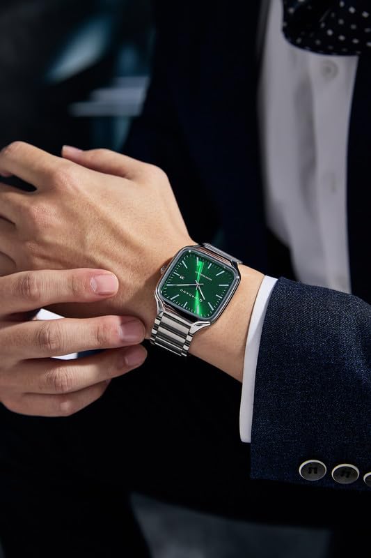 Image of Giordano Analog Watch for Men - Square Dial, Stainless Steel Strap, Date Display, Water Resistant Classic Dress Watch