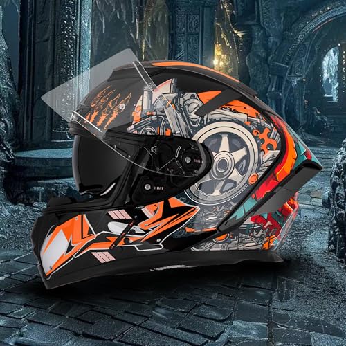 Image of Steelbird SBH-32 Trickster Bluetooth ISI and Dot Certified Full Face Helmet for Men and Women with Inner Smoke Sun Shield