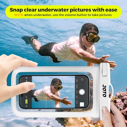 Image of JOTO Up to 7 inch Universal Waterproof Phone Case for iPhone 17 Air 16 15 14 13 12 11 Plus Pro Max, IPX8 Cellphone Dry Bag XR X SE, Galaxy S23 S22 S21 S20+ S20 S10 Plus Note, Pixel -White