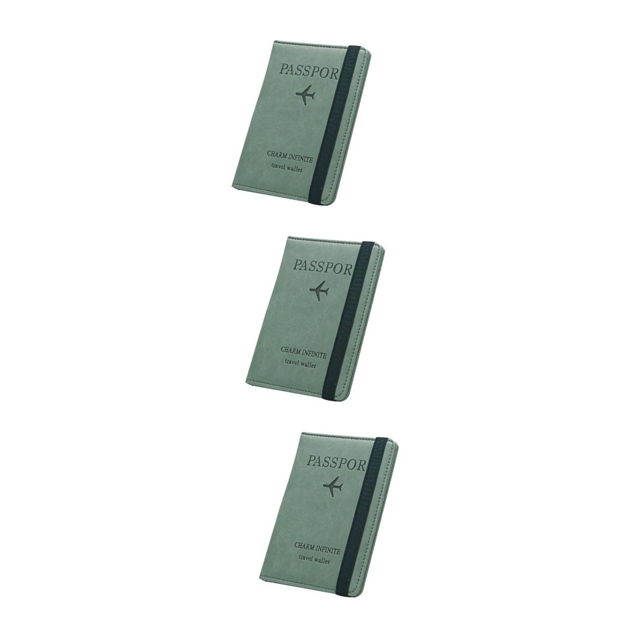 LIFKOME 3pezzi Portafoglio Rfid Per Passaporto Slim Pu Verde Borsa Multi-funzione Per Carte e Documenti Portafogli Per Donne e Ragazze Con Doppia Zip Design Pratico e Compatto Per Ufficio