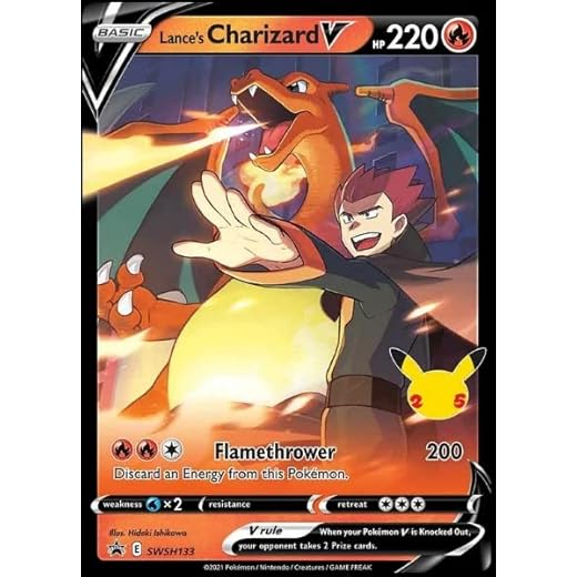 Pokemon Lance's Dracaufeu SWSH133 – Carte de célébration Black Star Promo – Feuille holographique