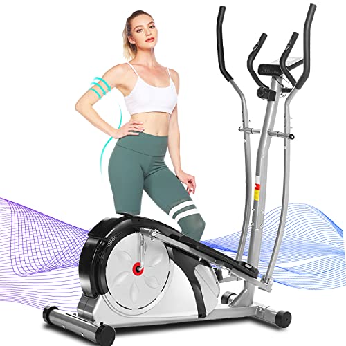 ANCHEER Elliptical Machine for Home Use, Magnetic Elliptical Training with Pulse Rate Grips and LCD Monitor, Smooth Quiet Driven for Home Gym Office