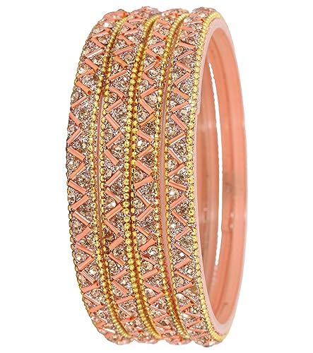 Image of NMII Glass Bangles Set For Girls and Women Studded Zircon Gemstone and Beads I women bangles I (Pack of 8)