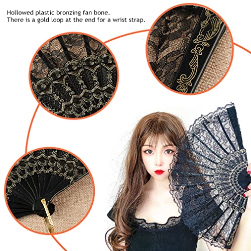 Morices 2 Pcs Lace Folding Hand Fan - Image 4