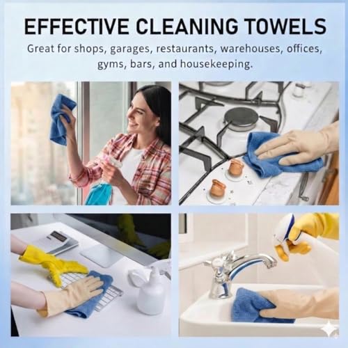 Image of Microfiber Cleaning Cloth Roll, Reusable Tear Away Microfiber Towels,Washable, Ultra Absorbent, Rags Cleaning, Dishcloths, Cleaning Cloth for Car, Home or Kitchen. (DENIM BLUE, 25cm X 25cm)