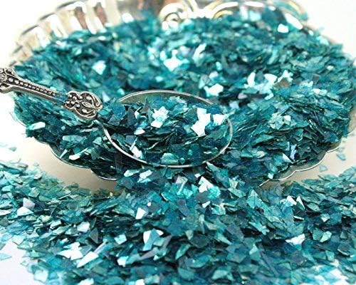 Meyer Imports Crushed Glass Glitter for Arts and Crafts - Broken Glass German Glitter for Resin Craft Art/Tumblers/Nail Art/DIY Jewelry Making Decoration - 4 OZ Bag - Teal Blue