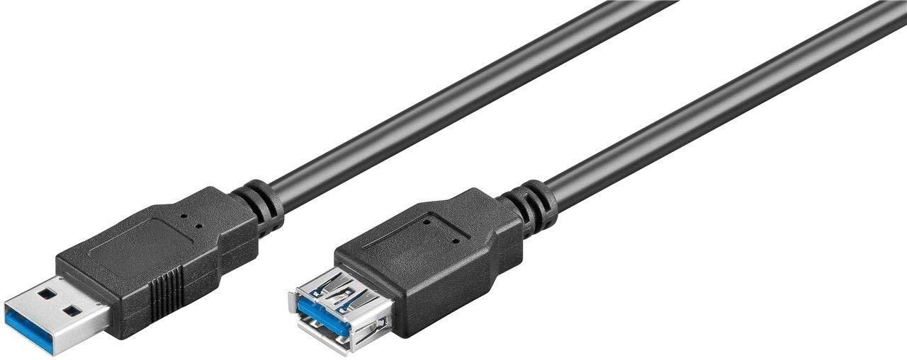 10er Set WireThinX Verlängerung USB 3.0 Kabel Stecker A an Buchse A, schwarz, 3,0 m