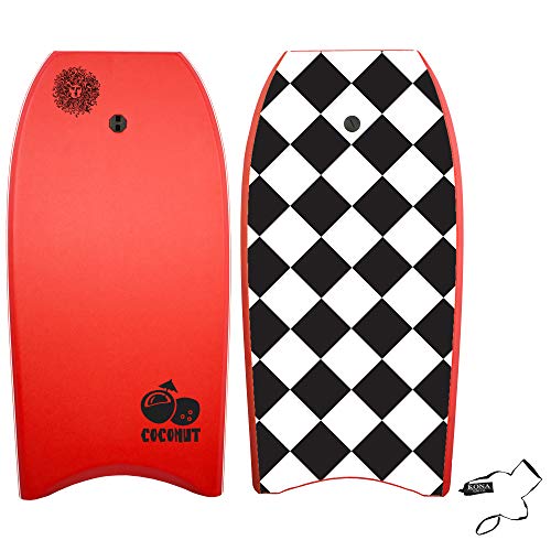 KONA SURF CO. Coconut Body Board Lightweight Soft Foam Top Boogie Bodyboard Package