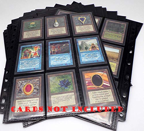 Feuilles Noir 11-Hole Sideloading pour la Protection Maximale de Cartes