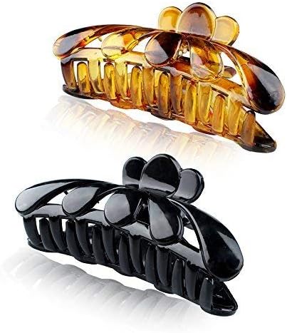 4.5" Large Crystal Plastic Hair Claw Clips for Thick Hair Women,Pack of 2