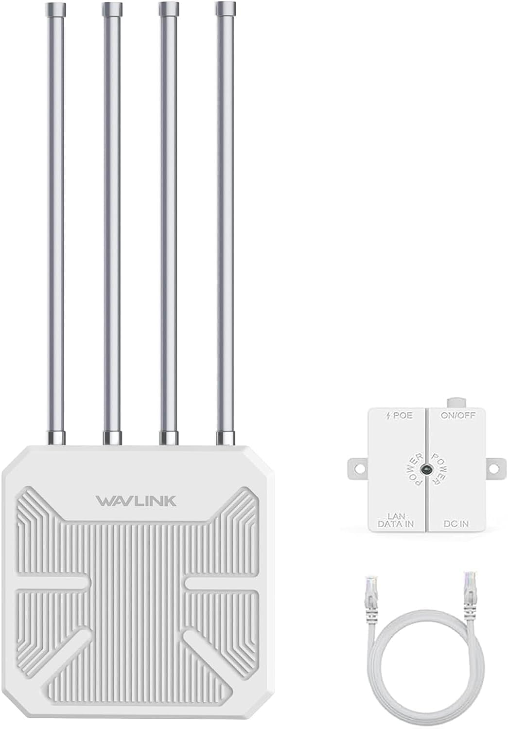 WAVLINK AX1800 Outdoor WiFi 6 Extender Long Range, IP67 WiFi 6 Outdoor Access Point, Active PoE, 4x8dBi Antennas,Work with Starlink/Cameras/Router, Up to 128 Devices for Farm,Yard,RV,Campsite,Park