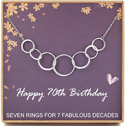 MADAOGO 70th Birthday Gifts for Women, Sterling Silver Necklace, 7 Interlocking Infinity Circles, Birthday Jewellery for Women, 1952 Birthday Gifts for Women Cover