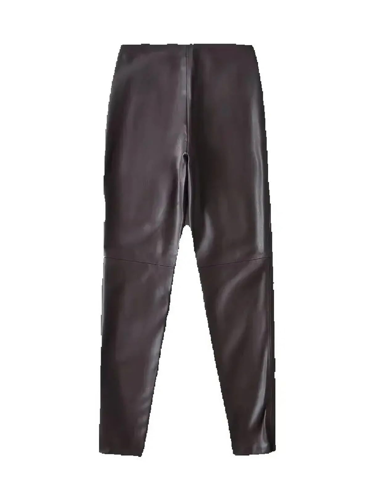 Pantaloni a matita skinny con bottoni in PU vintage da donna, eleganti pantaloni a vita alta in similpelle autunnali 1 pezzo Per Donna