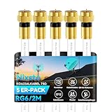 Nixsto Sat Kabel 1m 2m 3m 5m 10m 15m 20m 30m 50m, RG6 Koaxialkabel mit Vergoldeten...