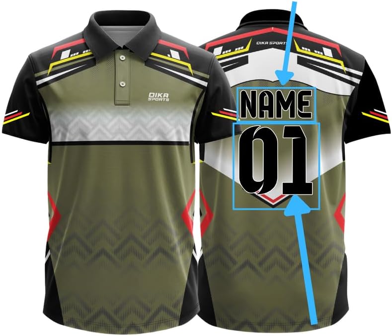 Dika Sports Custom Add Name and Number Jersey for Men Cricket t-Shirt | 2 Year to 5XL