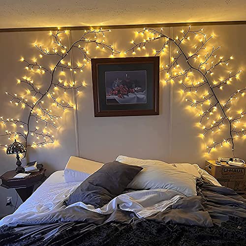Goeswell Enchanted Willow Vine, Christmas Decorations Flexible Diy Vines With Lights, 144 Leds Vines For Room Decor, 7.5Ftt Willow Vine Lights For Wall Bedroom Living Room Home Decor (No Remote) #TOP1
