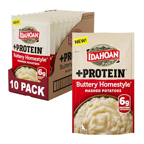 Image of Idahoan Buttery Homestyle +Protein Mashed Potatoes | 4.6oz - Pack of 10