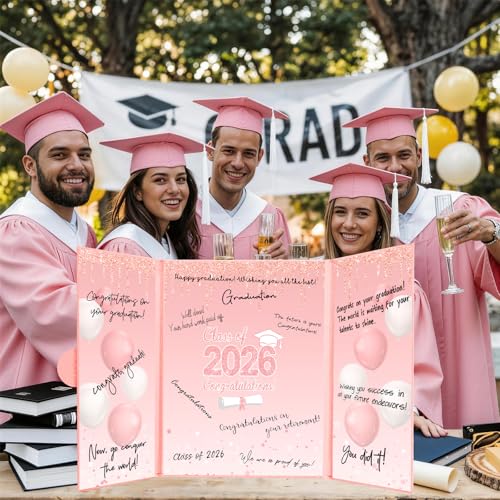 Image of Graduation Decorations 2026 Pink White Nurse Graduation Guest Book to Sign Class Of 2026 Signature Guestbook Alternative Party Gift Keepsake Congrats Grad Invitations Memory Card Board Nursing College
