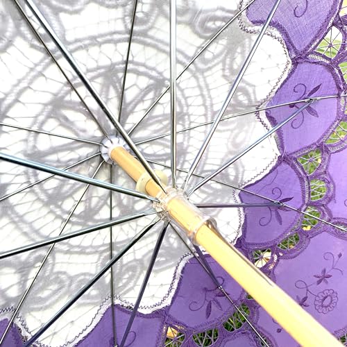 AEAOA Handmade Blue Lace Parasol Umbrella Wedding Bridal 30 Inch Adult Size