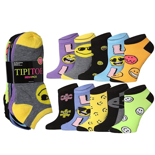 Image of Tipi Toe Women's 10 Pairs Lightweight Colorful Socks - Fun Low Cut Patterns for All-Day Comfort and Easy Everyday Style