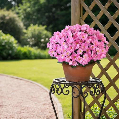 Image of YXZZWL 8 Bundles Artificial Flowers for Front Door, Fake Silk Azalea Bouquet Silk Flowers for Outside UV Resistant Realistic Faux Plants for Planter Farmhouse Patio Garden Walkways Home Decor (Pink)