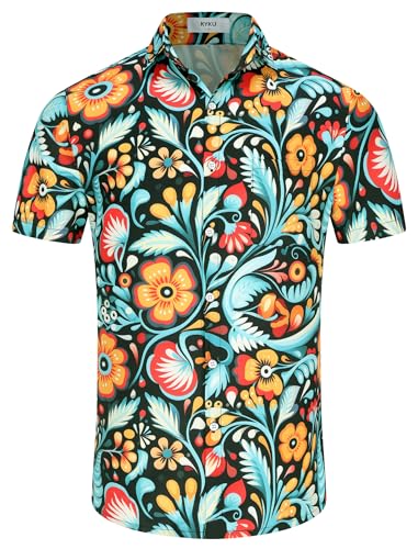 Kyku FLOWERS PRINT SHIRT Short Sleeve Floral Button Down Shirts thumb #2