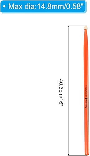 Miniatura 2 de PATIKIL - Baquetas de madera de arce antideslizantes 5A, naranja, 1 par para percusión, instrumento musical de batería
