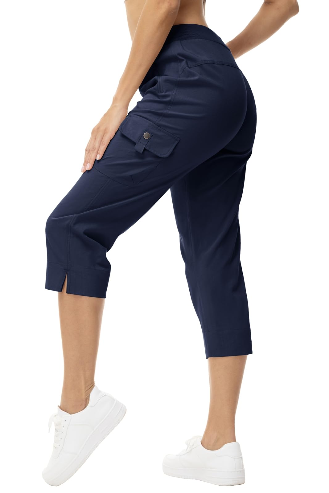 Rdruko Caprihose Damen Wanderhose 3/4 Hose Sommer Cargohose Leicht Sommerhose Schnelltrocken Jogginghose Freizeithose mit Taschen für Reisen Wandern Outdoor Sport
