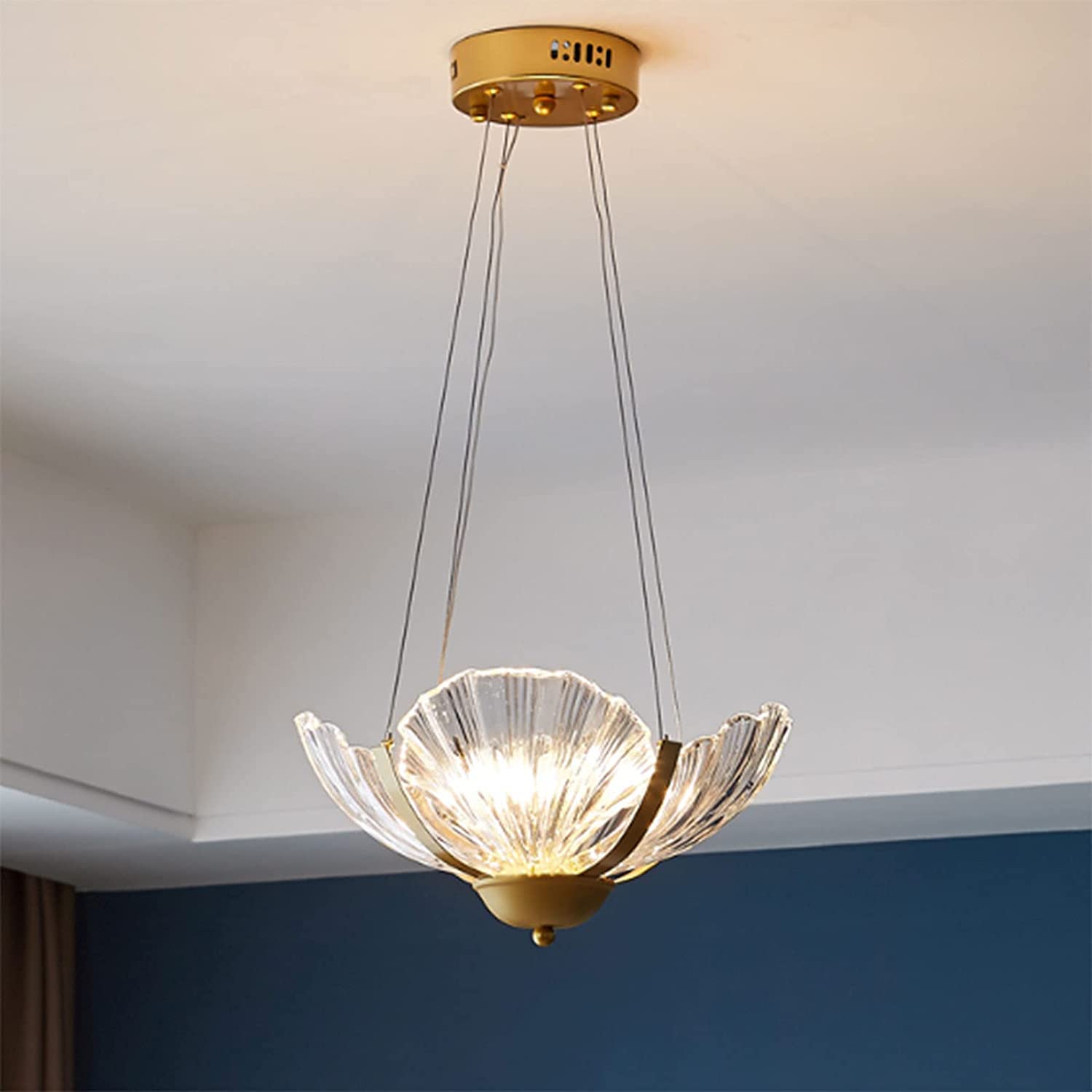 Lustre de plafond doré et suspension en verre pour cuisine