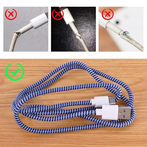 Image of Spiral Cable Protector, 150cm Plastic Cord Organizer for Charging Cables, Headphone and Charger Wire Protection Cover, Universal Device Compatible (Yellow)