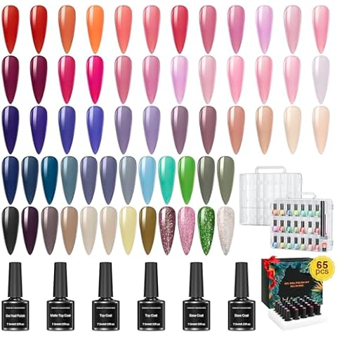 JIASHENG Two Nail Polish Organizer Case Holders for 48 Bottles, 60 Colors Gel Nail Polish Kit with Base Top Coat Gel Professional Nail Accessories Cover