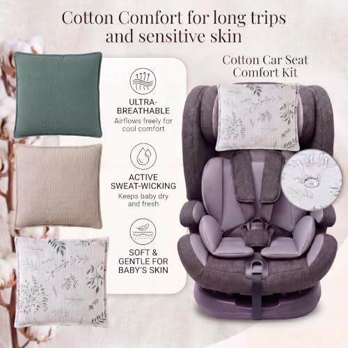 Image of Tegeme 3 Pcs Carseat Head Cover for Baby Soft Cotton Headrest Cover for Hair Protection Breathable Head Rest Covers for Infant Car Seats & Strollers Carseat Hair Protector for Infant Boys Girls