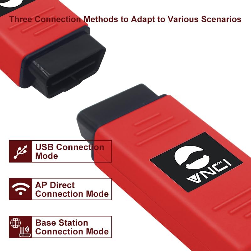 Diagram illustrating three connection methods for the VNCI 6154A: USB, AP Direct Connection, and Base Station Connection.