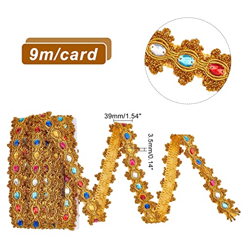 Arricraft 9.8 Yards X 1.5 Inch Beaded Lace Trim Sequinned Ribbon, Paillette Sequins Trim Lace Ribbon Gold Metallic Braided Ribbons For Dress Embellish Headband Dancing Costume Decoration #TOP1