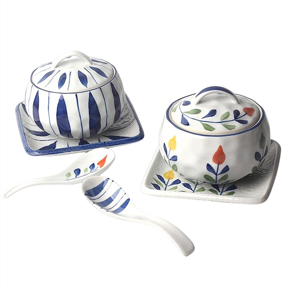 作家もの 陶器 蓋付き茶碗蒸し・煮物碗2客 作家もの 陶器 蓋付き